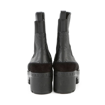 Louis Vuitton Boots Monogram Empreinte Suede Laurie Ankle Noir Black