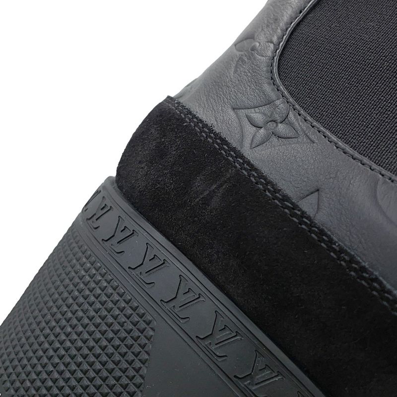 Louis Vuitton Boots Monogram Empreinte Suede Laurie Ankle Noir Black
