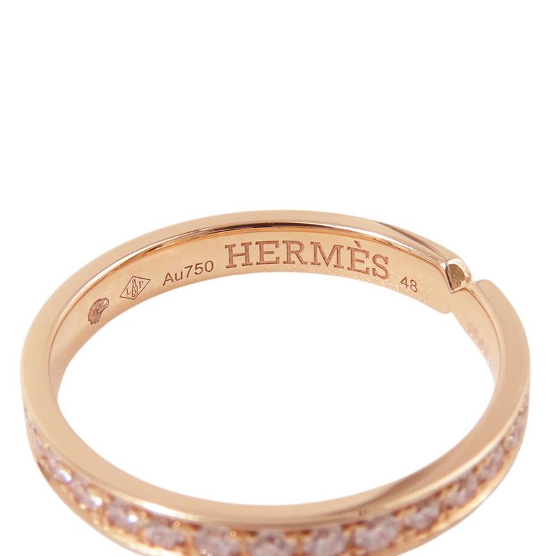 Hermes Ring Kelly Diamond Total 18K Pink Gold 48
