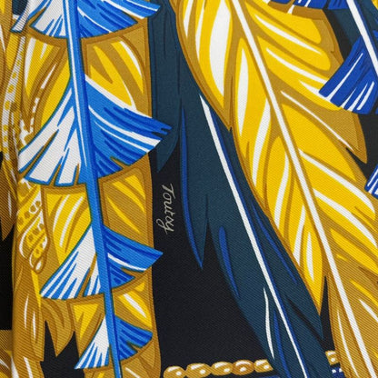 HERMES Carre 90 Danse Pacifique 100% Silk Blue