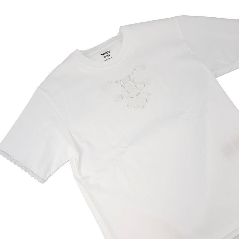 Hermes T-Shirt Palfrow Embroidered Maxi Shirt 36 Top White