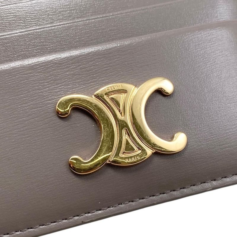 Celine Card Case Triomphe Card Holder - 10l833dpv.10bl Shiny Calfskin Logo