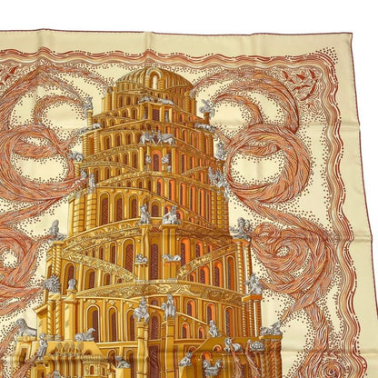 HERMES Carre 90 LES Rivieres DE Babel River Of Babel Scarf 100% Silk Beige