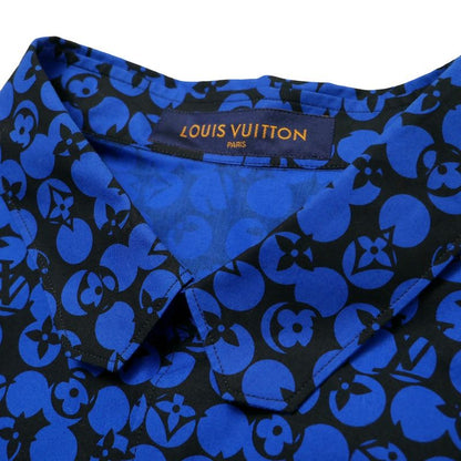 Louis Vuitton Perforated Monogram Pattern Long Sleeve Shirt XXL Blue Black