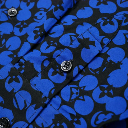 Louis Vuitton Perforated Monogram Pattern Long Sleeve Shirt XXL Blue Black