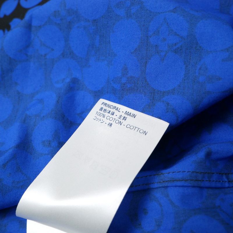 Louis Vuitton Perforated Monogram Pattern Long Sleeve Shirt XXL Blue Black