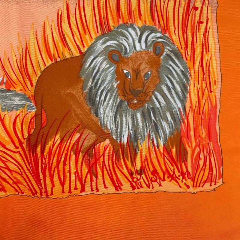 HERMES Carre 90 Scarf 100% Silk Nuba Mountain Nuba Mountain Orange Box Included