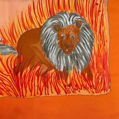 HERMES Carre 90 Scarf 100% Silk Nuba Mountain Nuba Mountain Orange Box Included