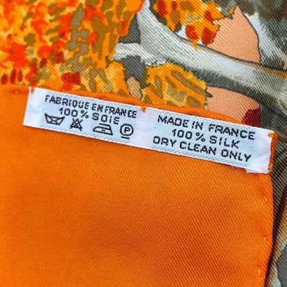 HERMES Carre 90 Scarf 100% Silk Nuba Mountain Nuba Mountain Orange Box Included