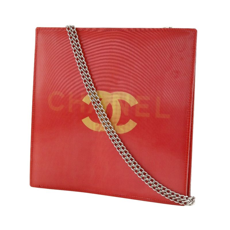CHANEL Hologram Chain Shoulder - Coco Mark Vinyl Red Women's Shoulder Bag