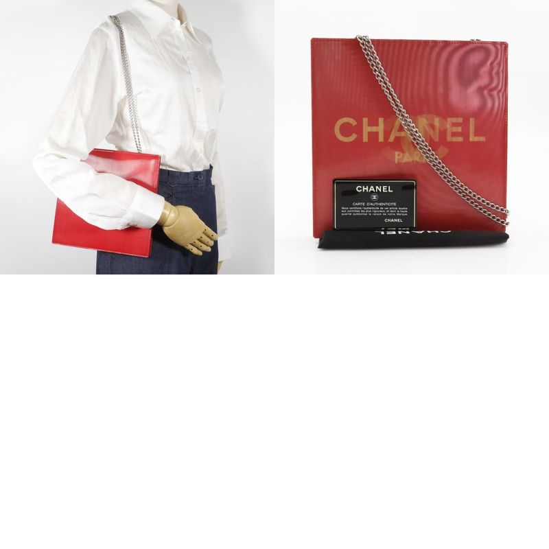 CHANEL Hologram Chain Shoulder - Coco Mark Vinyl Red Women's Shoulder Bag