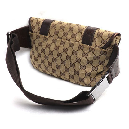 GUCCI GG Canvas Waist Bag Body Bag Beige Brown 145851 Unisex Used