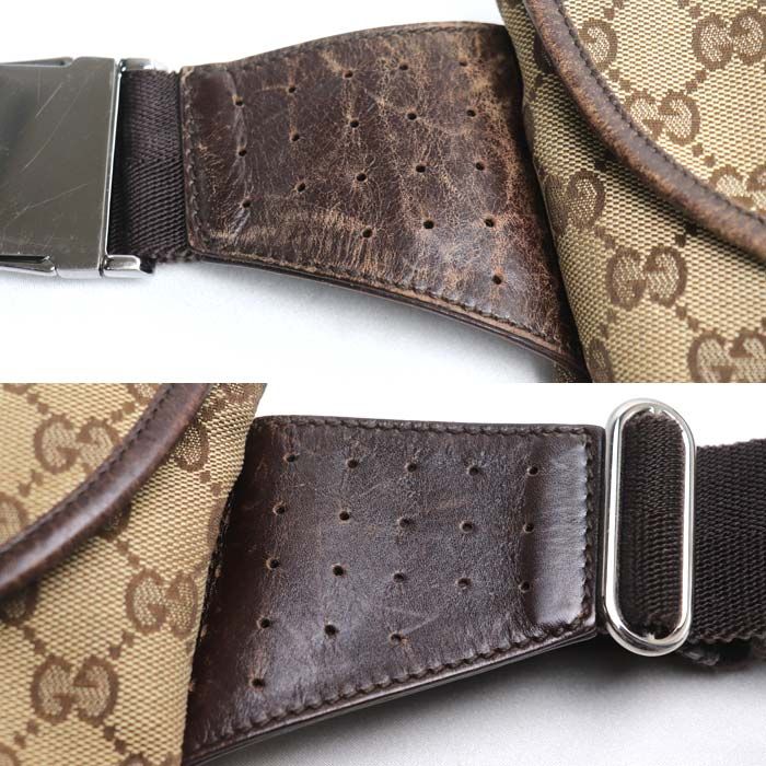 GUCCI GG Canvas Waist Bag Body Bag Beige Brown 145851 Unisex Used