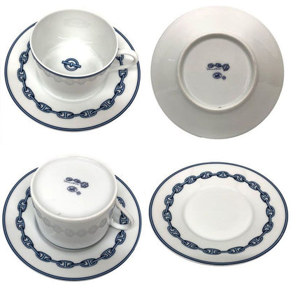 HERMES Chaine D'ancre Blue Cup & Saucer Pair Set Chaine D'ancre C S Tableware