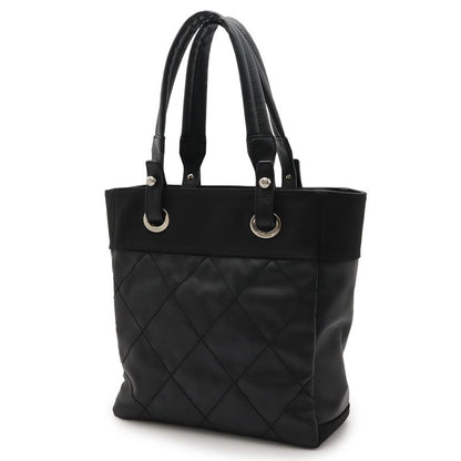 CHANEL Paris Biarritz Tote PM Tote Bag Shoulder Bag Coated Canvas Leather Black
