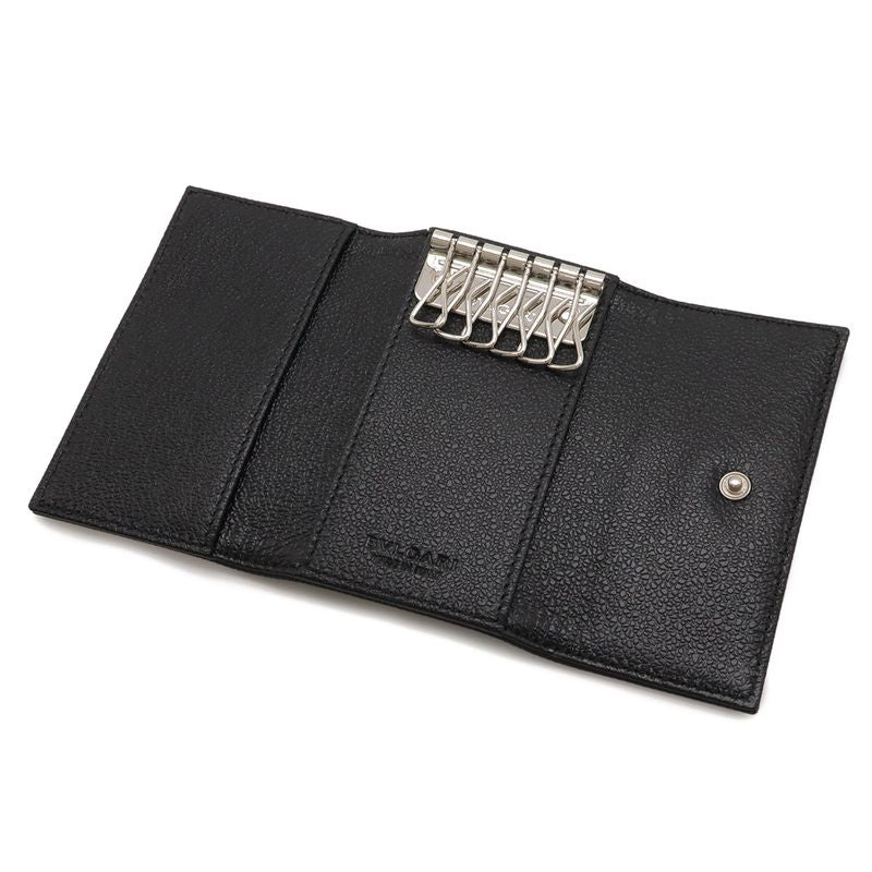 BVLGARI Mirelige 6 Key Case Coated Heritage Canvas Leather Black Silver-hardware