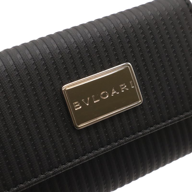 BVLGARI Mirelige 6 Key Case Coated Heritage Canvas Leather Black Silver-hardware