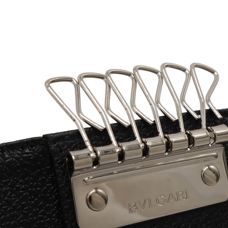 BVLGARI Mirelige 6 Key Case Coated Heritage Canvas Leather Black Silver-hardware