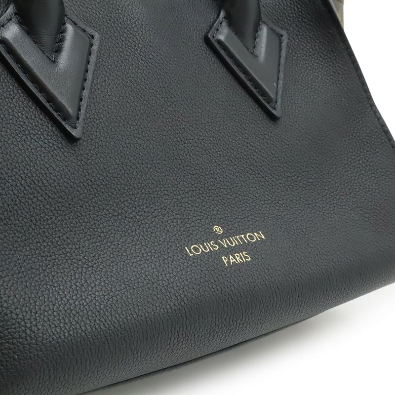 Louis Vuitton Monogram On My Side PM Handbag 2WAY Shoulder Bag Leather Noir