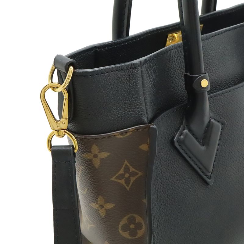 Louis Vuitton Monogram On My Side PM Handbag 2WAY Shoulder Bag Leather Noir