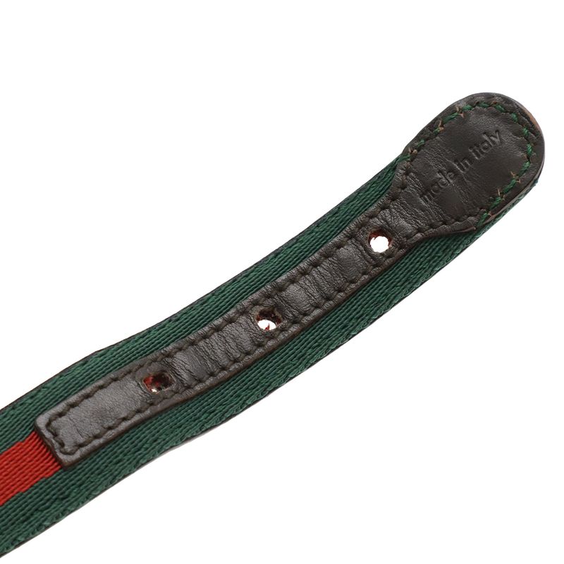GUCCI Sherry Line Pet Lead Collar Set Dog Walking Studs Leather Dark Brown Gold