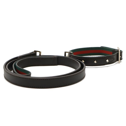 GUCCI Sherry Line Pet Lead Collar Set Dog Walking Studs Leather Dark Brown Gold