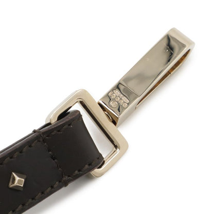 GUCCI Sherry Line Pet Lead Collar Set Dog Walking Studs Leather Dark Brown Gold