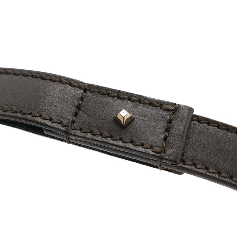 GUCCI Sherry Line Pet Lead Collar Set Dog Walking Studs Leather Dark Brown Gold