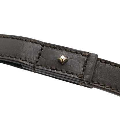 GUCCI Sherry Line Pet Lead Collar Set Dog Walking Studs Leather Dark Brown Gold