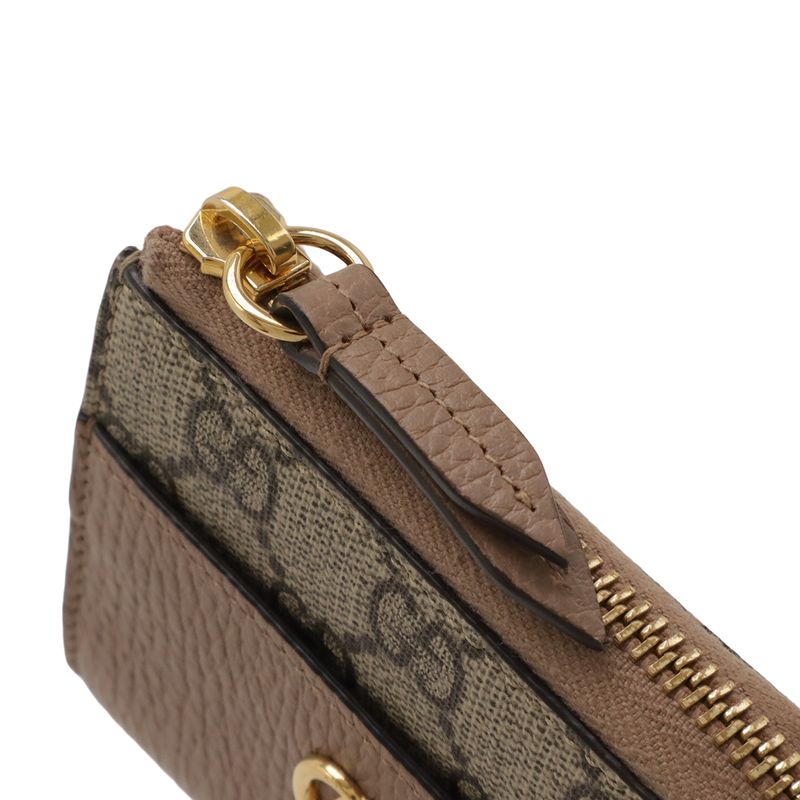 GUCCI Ggmarmont GG Supreme Compact Wallet L-shaped Zipper Wallet Pink Beige