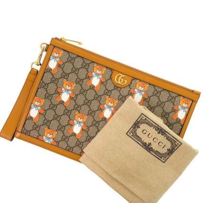 GUCCI × Kai Teddy Bear 660162 GG Supreme Canvas Calf Beige Clutch Bag 0272 KAI