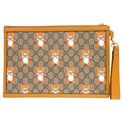 GUCCI × Kai Teddy Bear 660162 GG Supreme Canvas Calf Beige Clutch Bag 0272 KAI