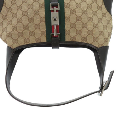 Gucci GG Canvas Jackie Shoulder Bag Brown Beige Black