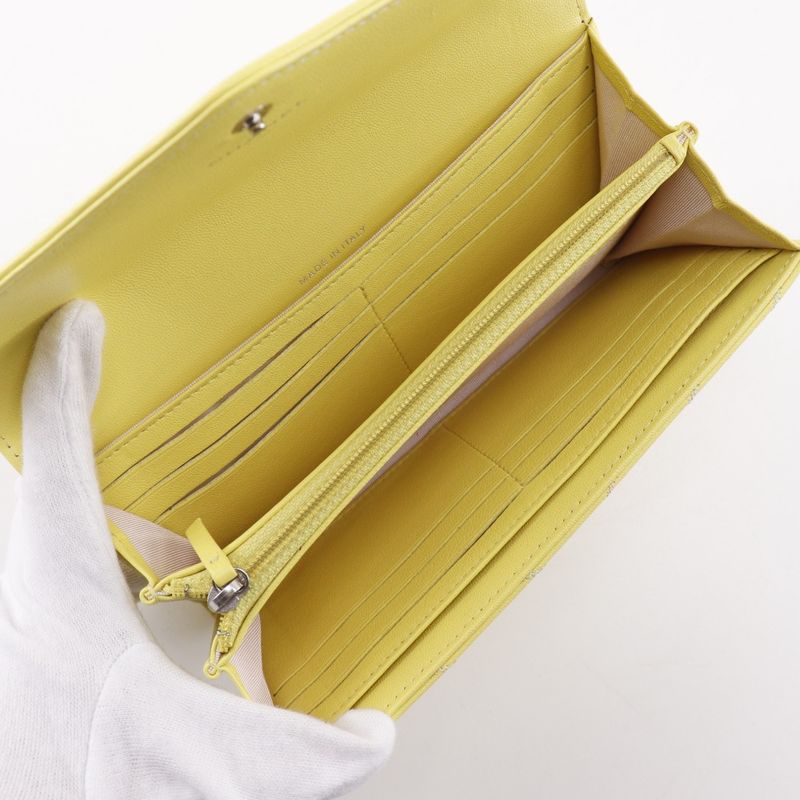 CHANEL V Stitch Coco Mark Lambskin Yellow Women's Long Wallet
