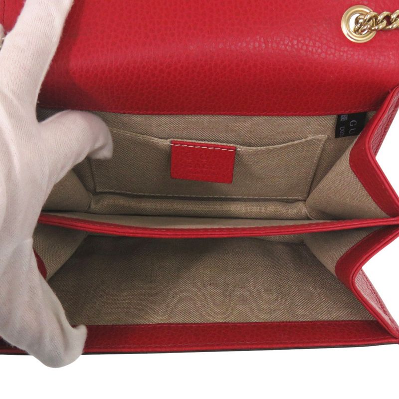 GUCCI Interlocking G Chain Shoulder Bag 510304203998 Leather Red 1068 GUCCI