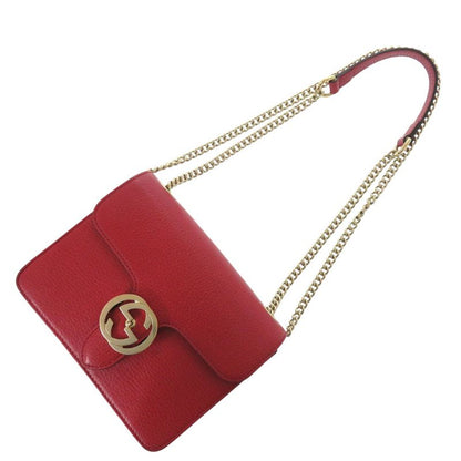 GUCCI Interlocking G Chain Shoulder Bag 510304203998 Leather Red 1068 GUCCI