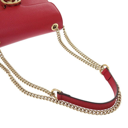 GUCCI Interlocking G Chain Shoulder Bag 510304203998 Leather Red 1068 GUCCI