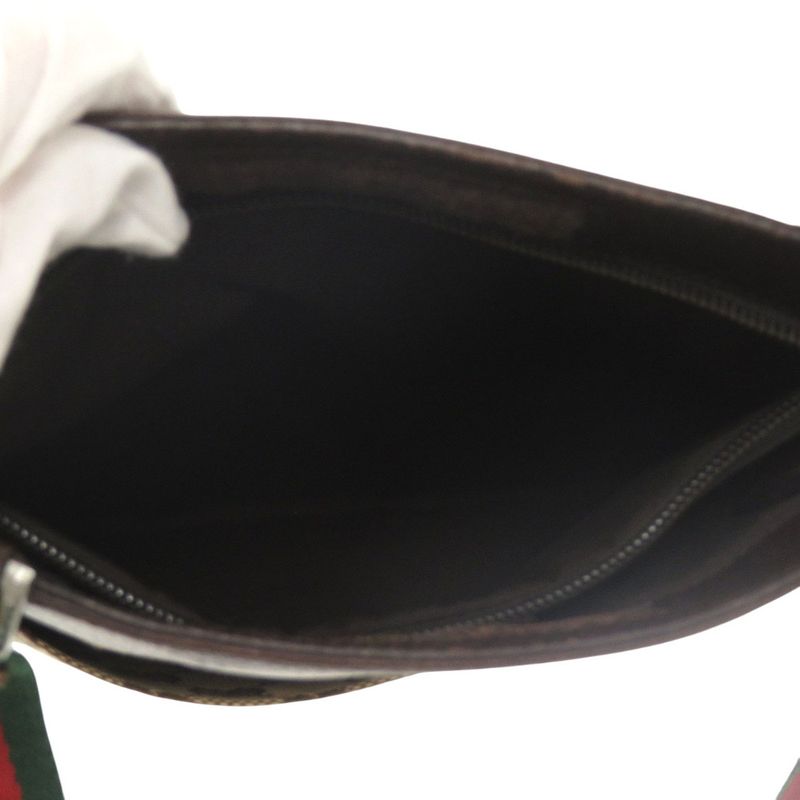 GUCCI Sherry Line GG Canvas Messenger Bag 27639 213317 Body Bag Leather Brown