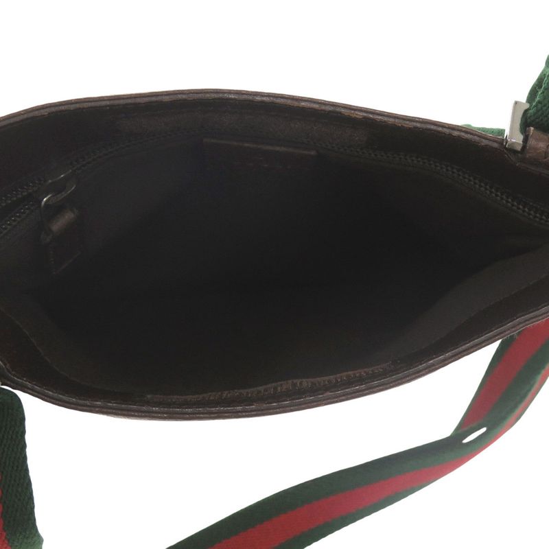 GUCCI Sherry Line GG Canvas Messenger Bag 27639 213317 Body Bag Leather Brown
