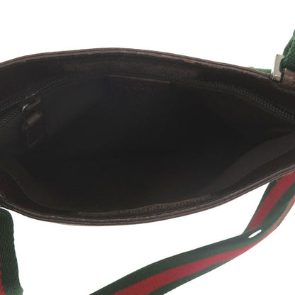 GUCCI Sherry Line GG Canvas Messenger Bag 27639 213317 Body Bag Leather Brown