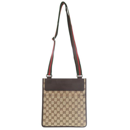 GUCCI Sherry Line GG Canvas Messenger Bag 27639 213317 Body Bag Leather Brown