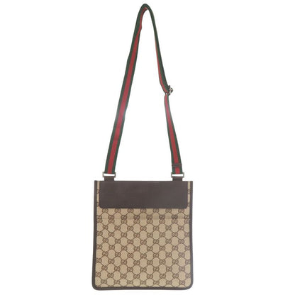 GUCCI Sherry Line GG Canvas Messenger Bag 27639 213317 Body Bag Leather Brown