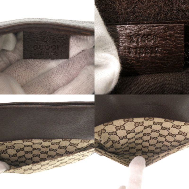 GUCCI Sherry Line GG Canvas Messenger Bag 27639 213317 Body Bag Leather Brown