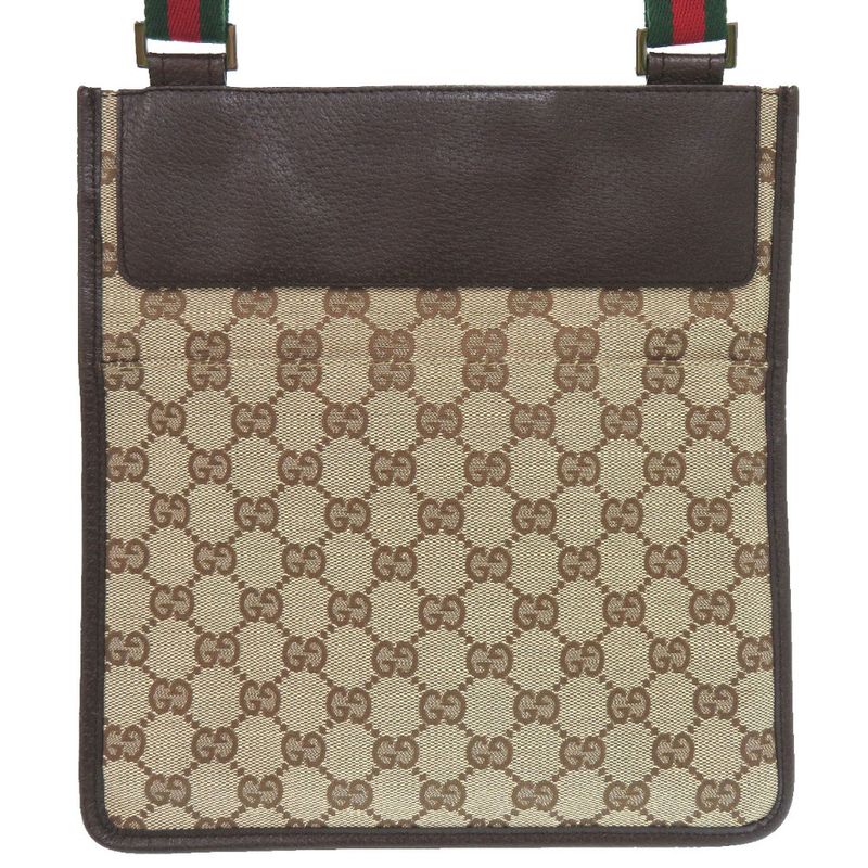 GUCCI Sherry Line GG Canvas Messenger Bag 27639 213317 Body Bag Leather Brown