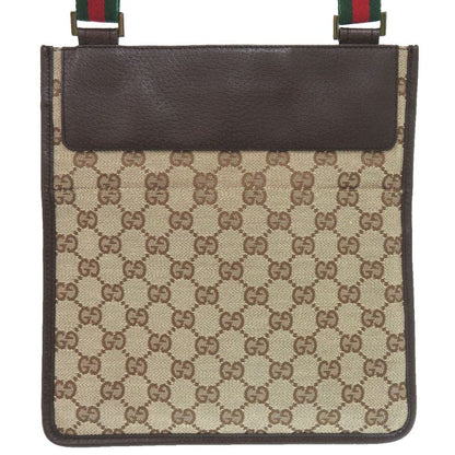 GUCCI Sherry Line GG Canvas Messenger Bag 27639 213317 Body Bag Leather Brown