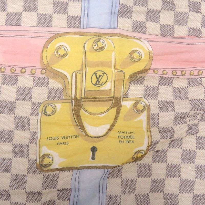 Louis Vuitton Etole Trunk M70744 Cotton Damier Azure Pink Blue Yellow Shawl LV