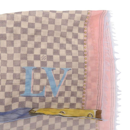 Louis Vuitton Etole Trunk M70744 Cotton Damier Azure Pink Blue Yellow Shawl LV