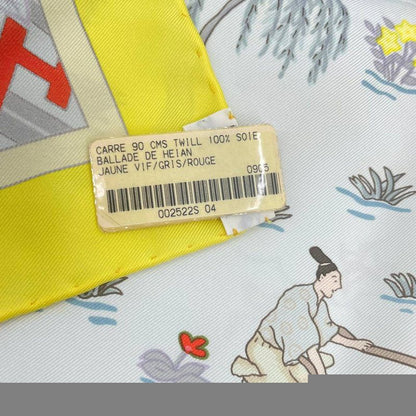 HERMES Carre 90 Large Scarf 100% Silk Ballade De Heian In The Garden Of Heian