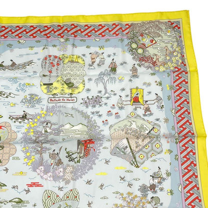 HERMES Carre 90 Large Scarf 100% Silk Ballade De Heian In The Garden Of Heian