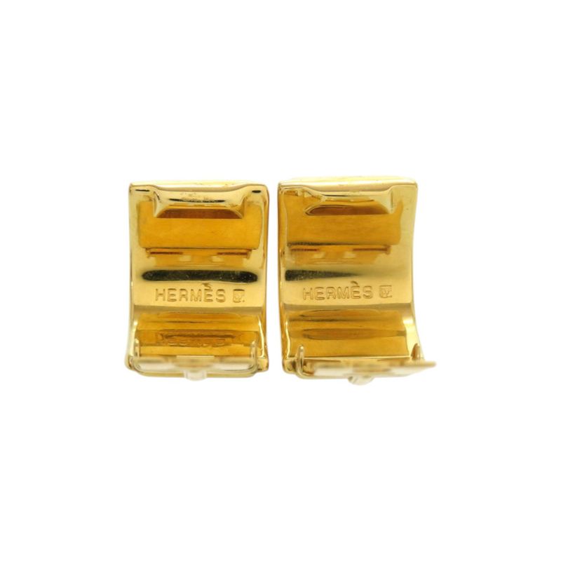 HERMES Enamel Metal Red Earring 0120 HERMES